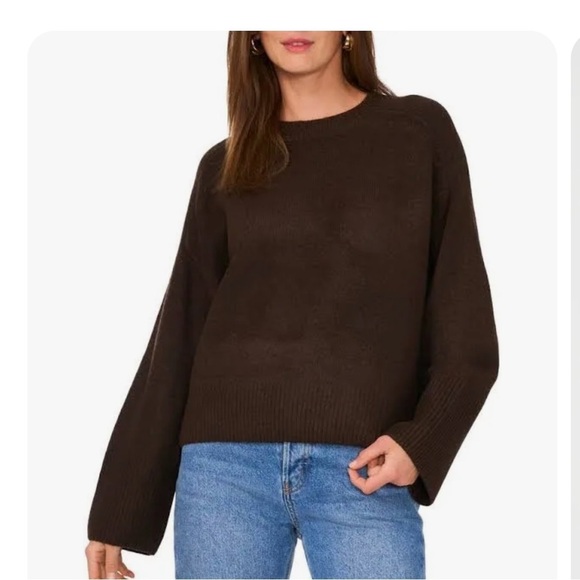 Vince Camuto crewneck balloon sleeve sweater chocolate - Picture 1 of 4